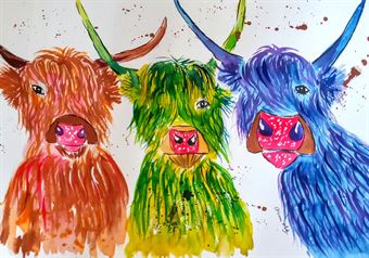 Three Colourful Quirky Cows